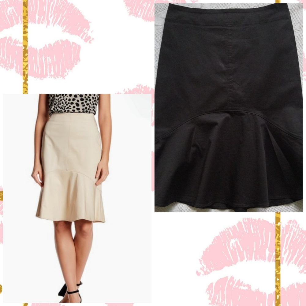Ellen Tracy Black Flounce Hem Skirt